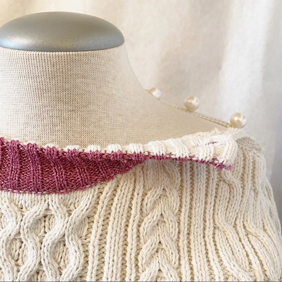 VINTAGE - KNIT SWEATER W/ METALLIC VARSITY STRIPE - Picture 2 of 8